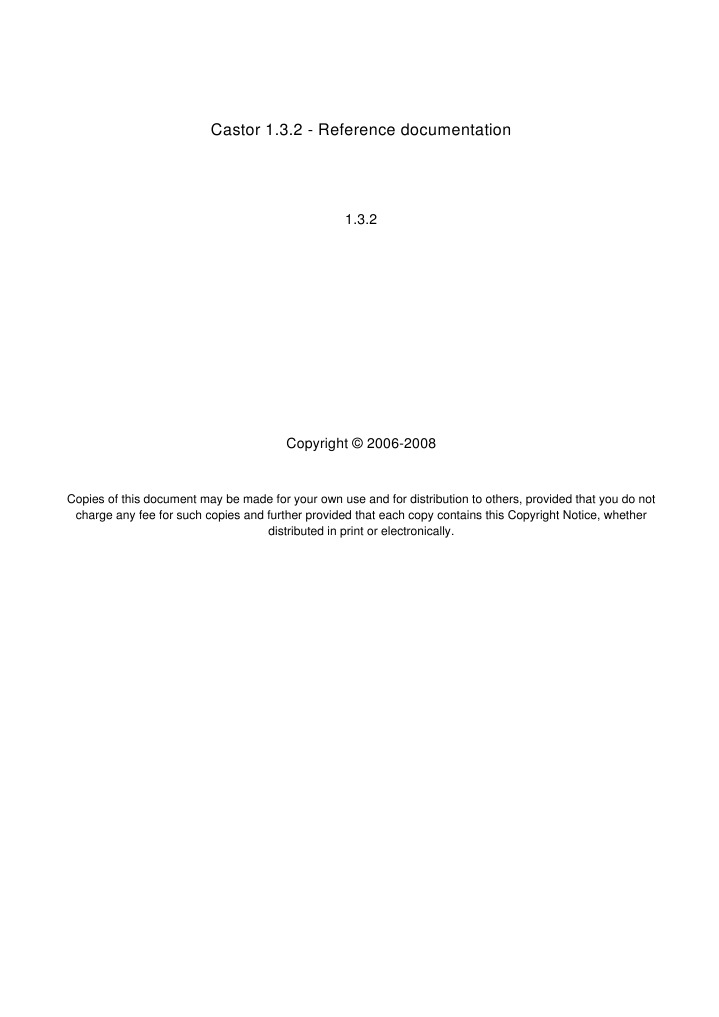 Castor Reference Guide 1.3.1 PDF Class Programming) Xml