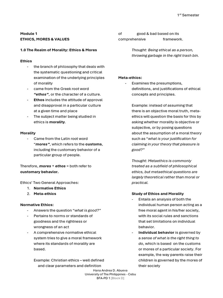 Understanding Ethics and Morality Concepts | PDF | Institution | Morality