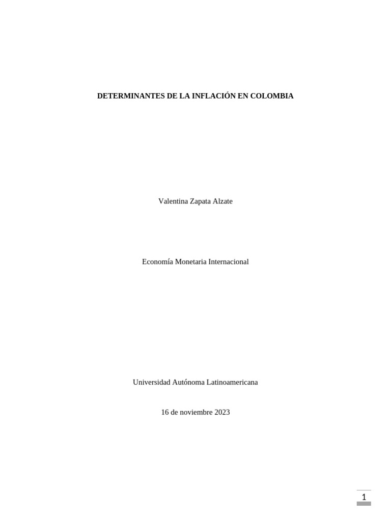 Determinantes de la Inflación en Colombia | PDF | Inflación | Mínimos ...