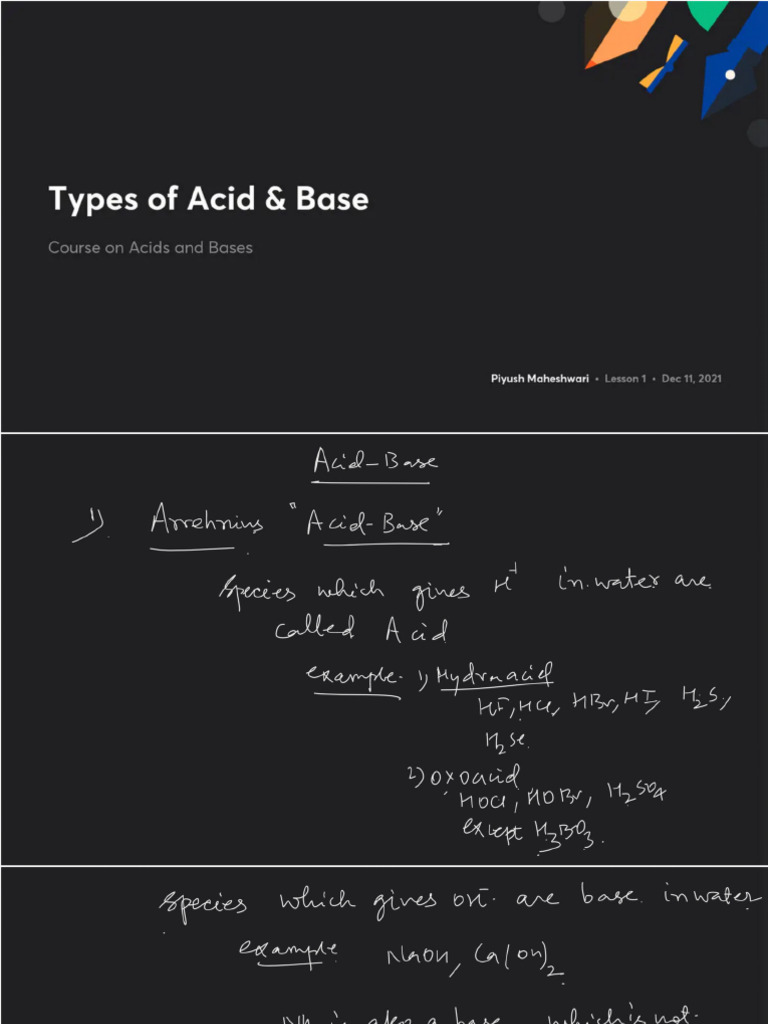 Types of Acid Base With Anno | PDF