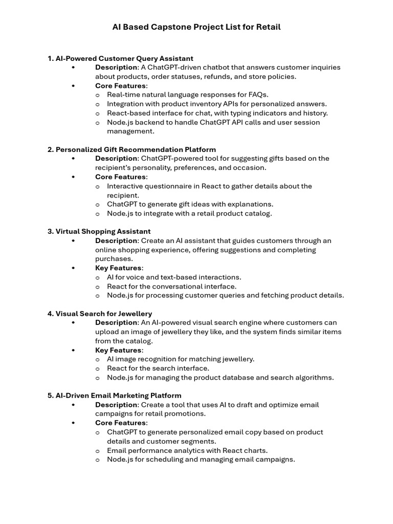 AI Capstone Projects for Retail Solutions | PDF | Artificial ...