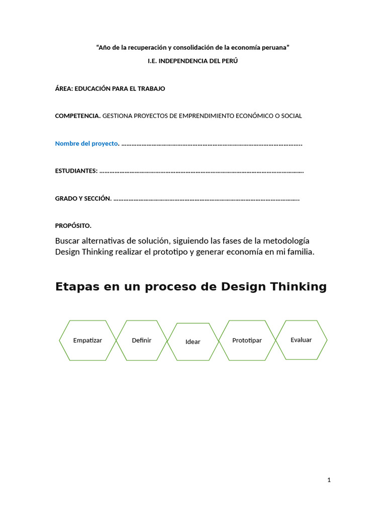 Proyecto Design Thinking | PDF | El pensamiento de diseño | Iniciativa ...