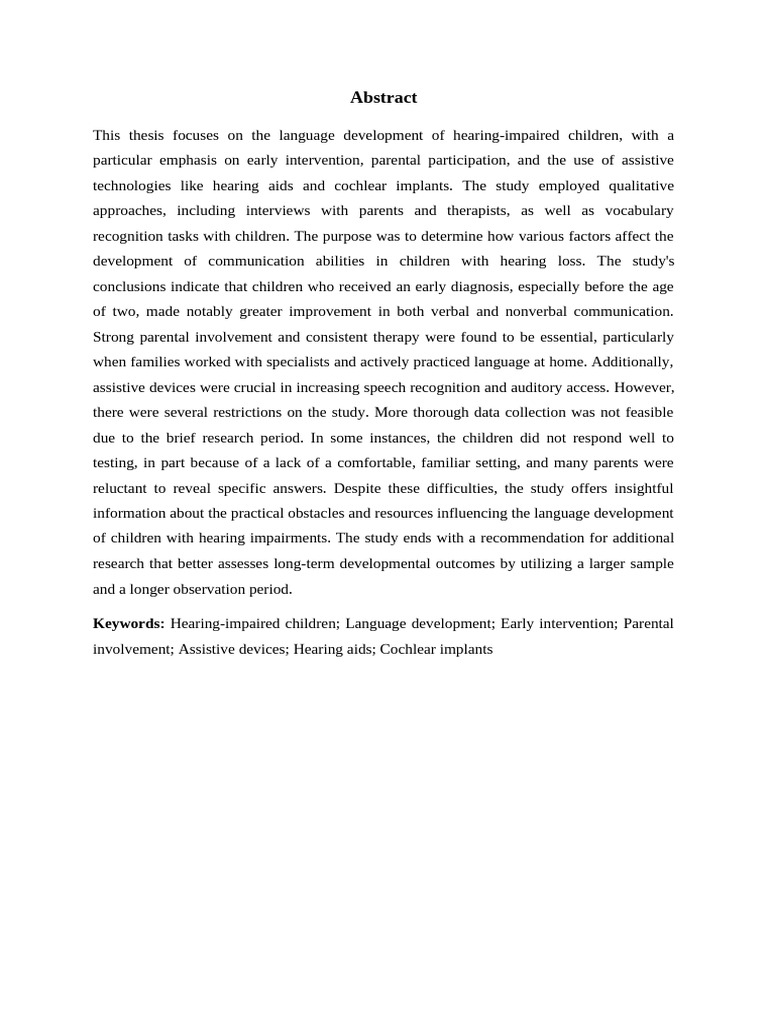 Language Development in Hearing-Impaired Children | PDF | Hearing Loss ...