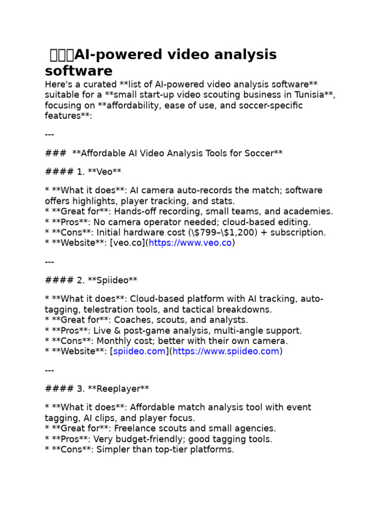 Affordable AI Video Analysis for Soccer | PDF | Computing