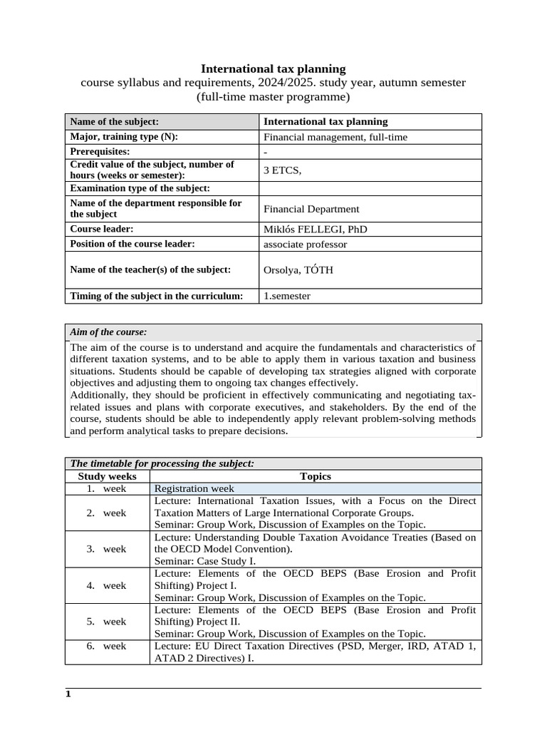 5 International Tax Planning | PDF | Tax Avoidance | International Taxation