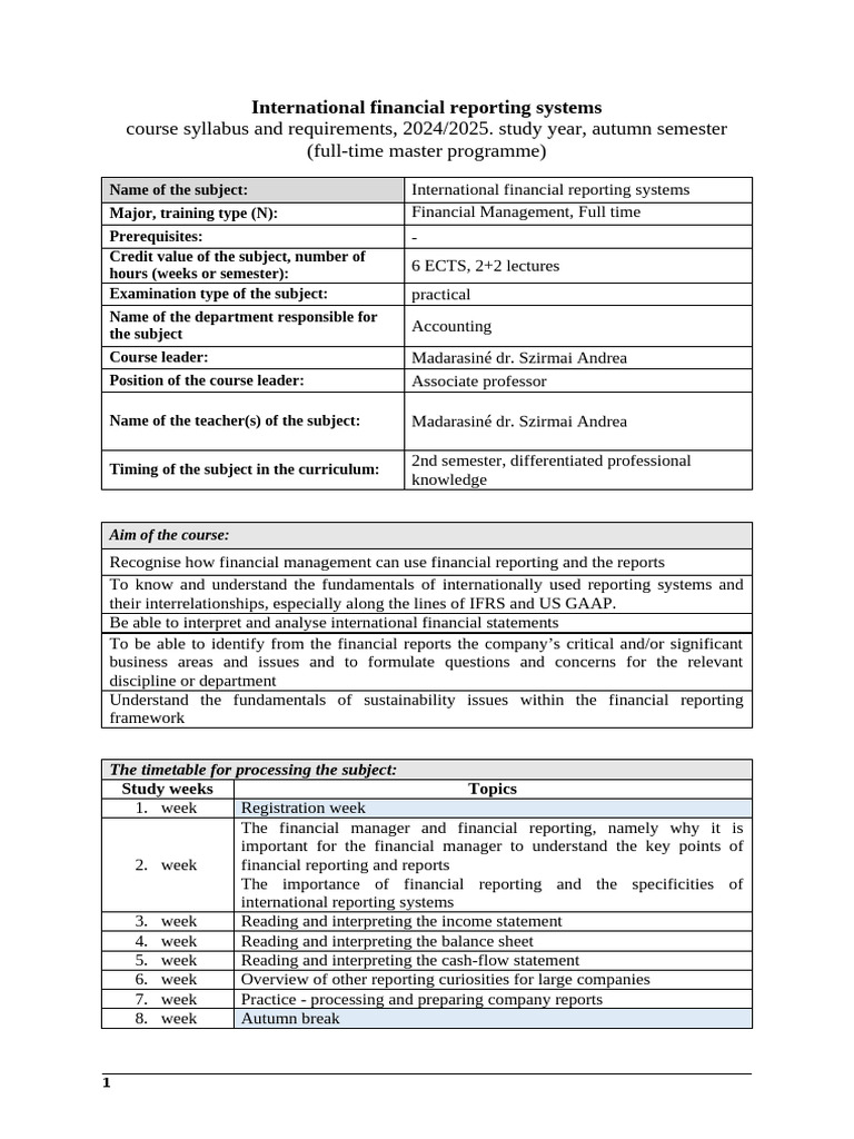 9 International Financial Reporting Systems | PDF | International ...
