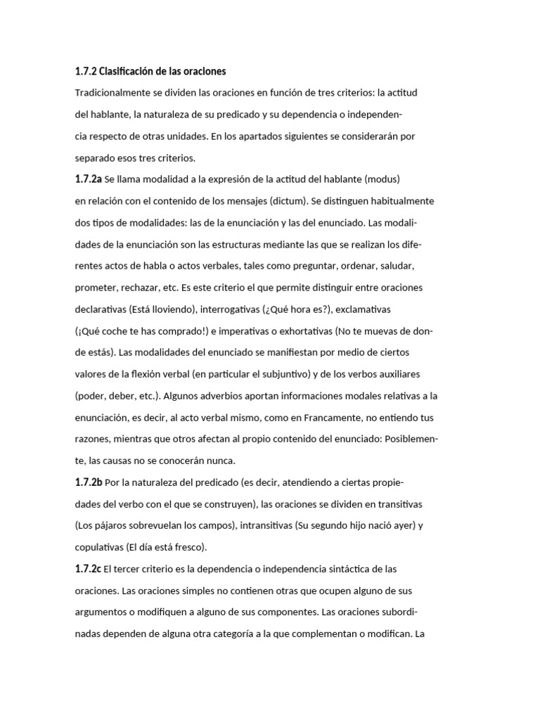 Tipos y clasificación de oraciones | PDF | Adverbio | Oración (Lingüística)