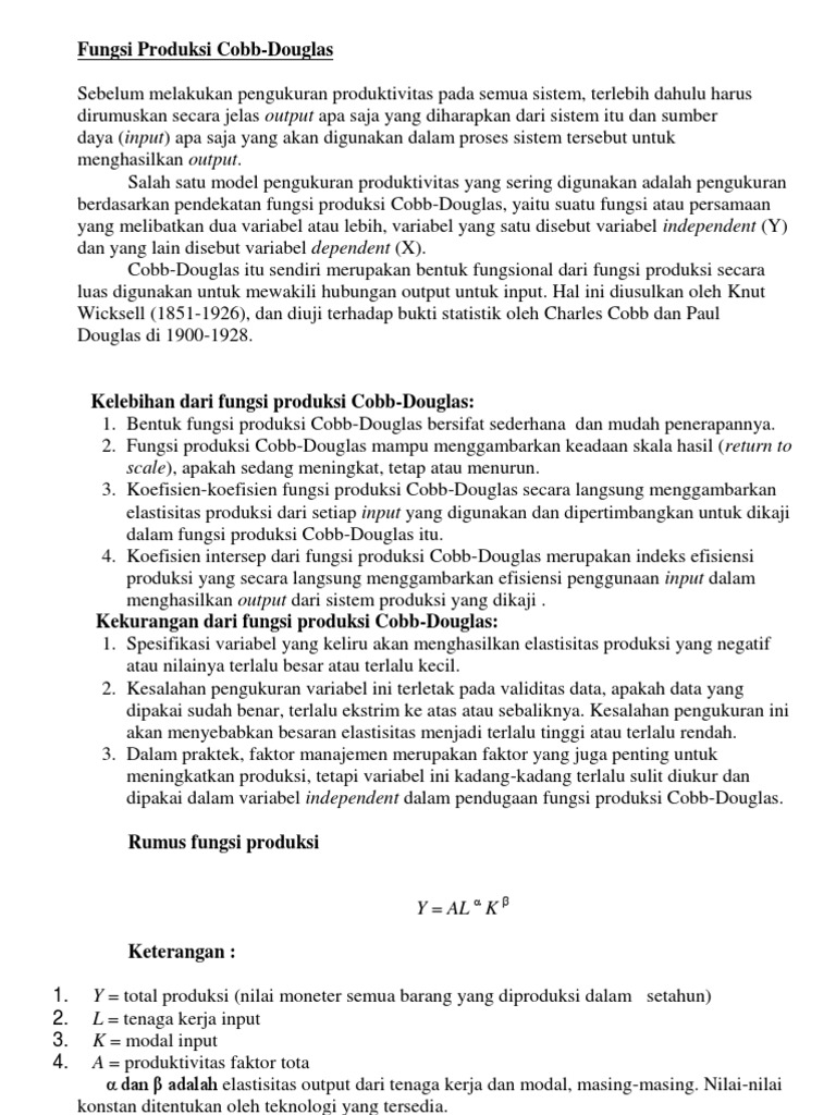 Fungsi Produksi Cobb Douglas
