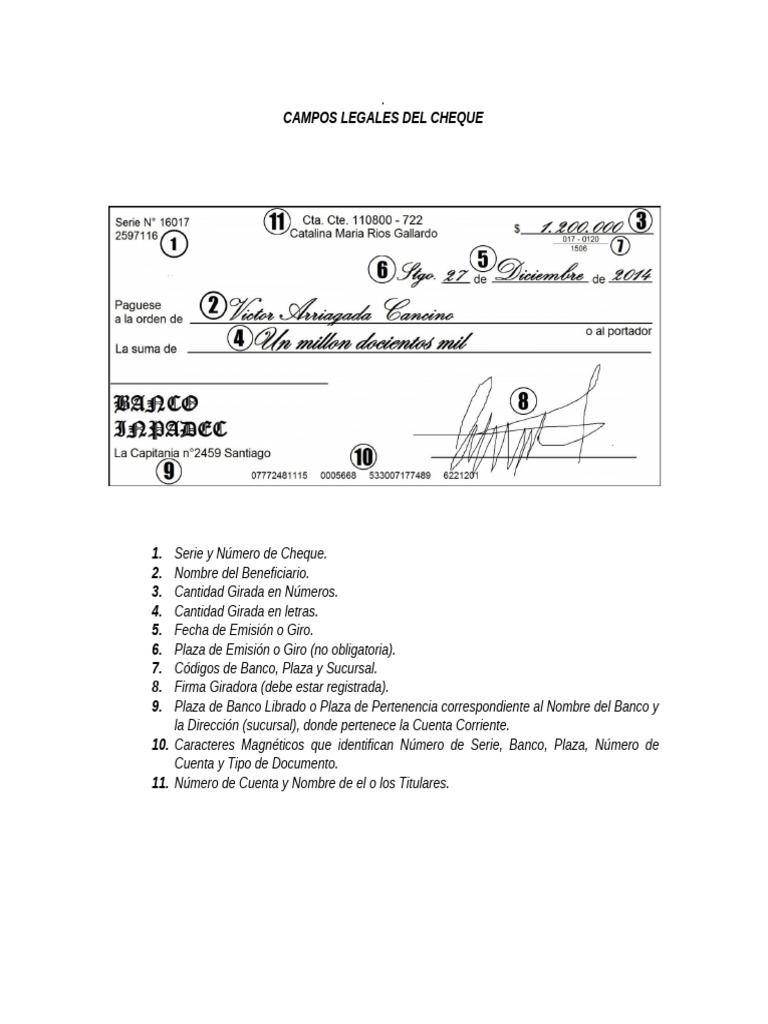 Campos Legales Del Cheque | PDF