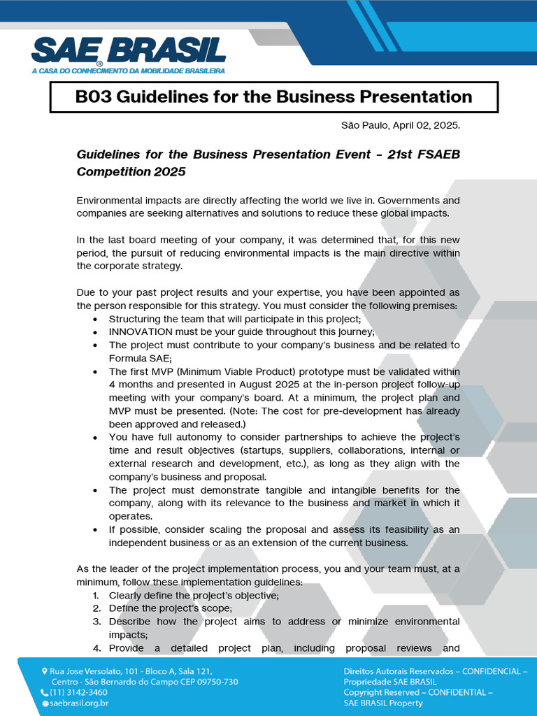 FSAEB 2025 Business Presentation Guidelines | PDF | Sustainability ...