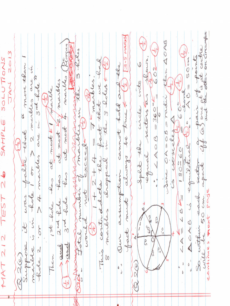 MAT212 Test 2b Question 2c and First Part of 2e Sample Solution | PDF