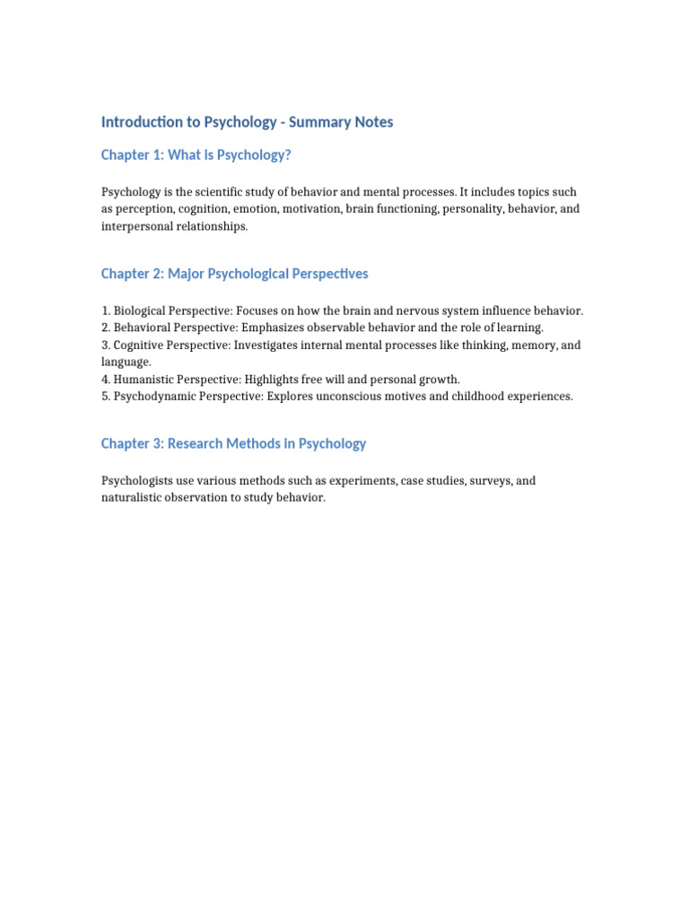 Psychology Overview and Key Concepts | PDF