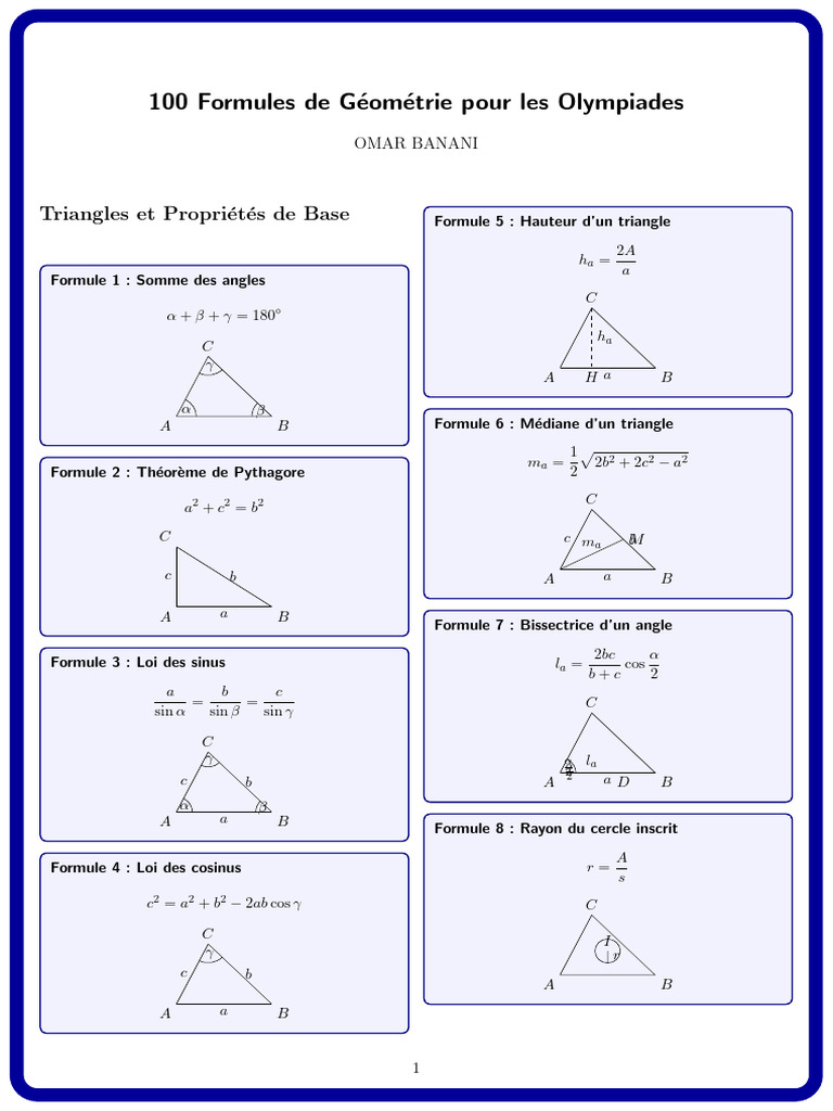 100 Formules de Géométrie Essentielles | PDF | Polygone | Triangle