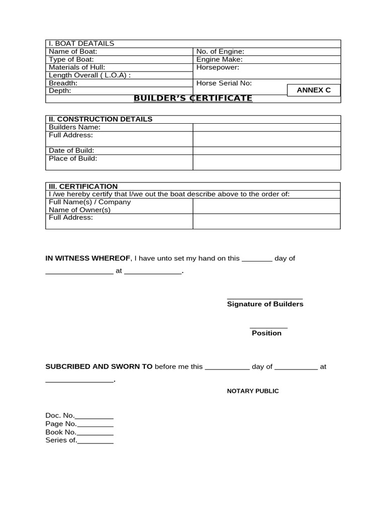 Builders Certificate | PDF