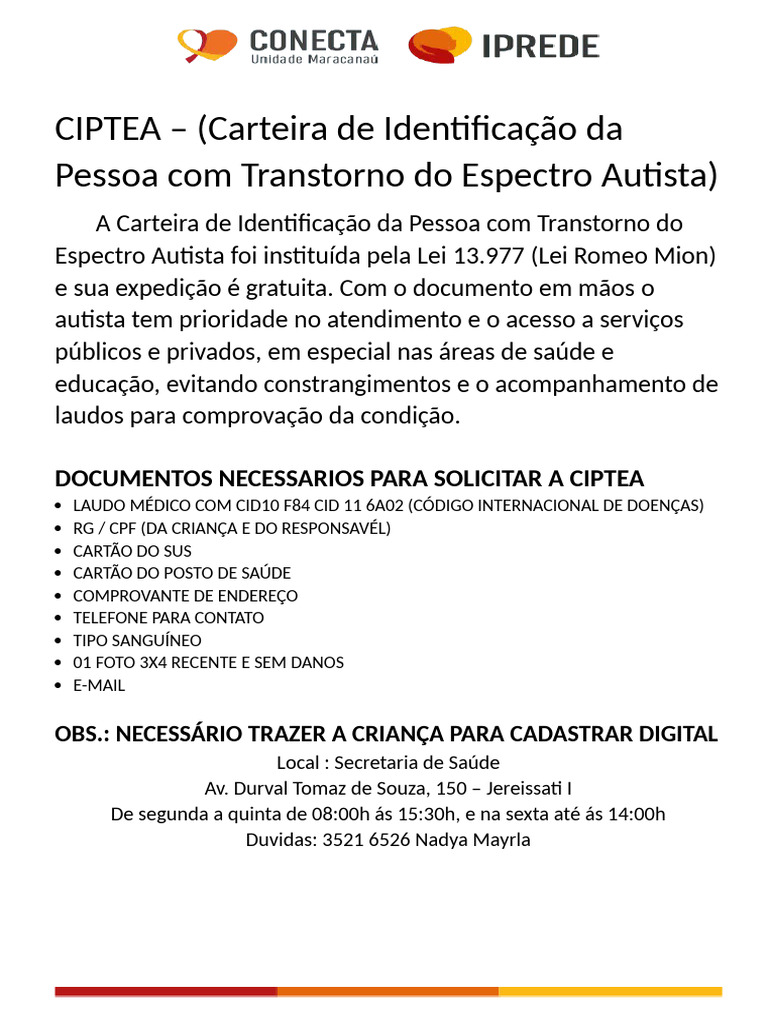 Requerimento da Carteira CIPTEA na Bahia | PDF