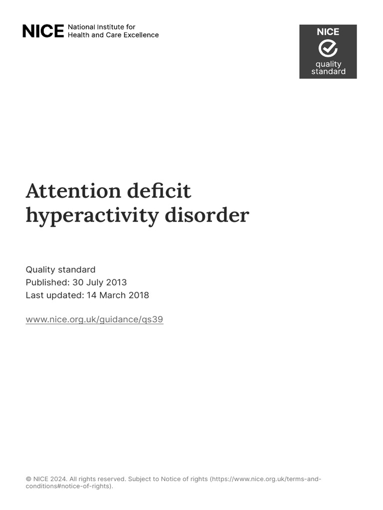 ADHD Quality Standard Guidelines | PDF | Attention Deficit ...