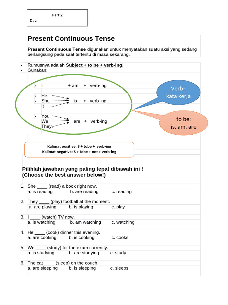 Present Continuous Tense Overview | PDF | Chess Theory | Chess