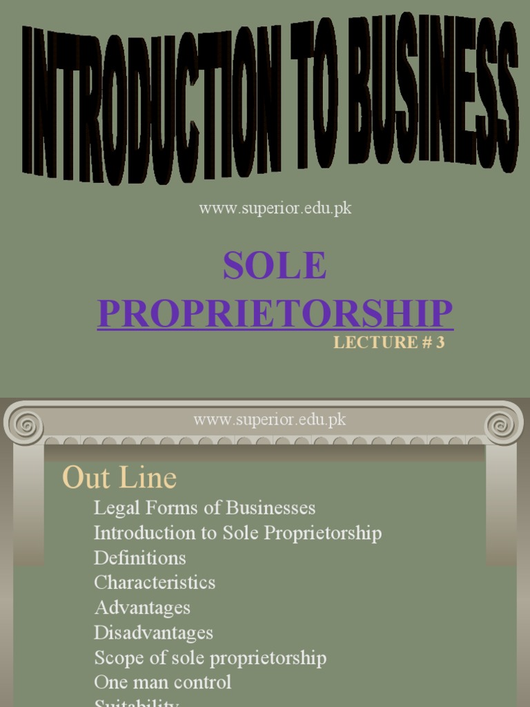 Introduction To Business Lecture No 3 | PDF | Sole Proprietorship ...