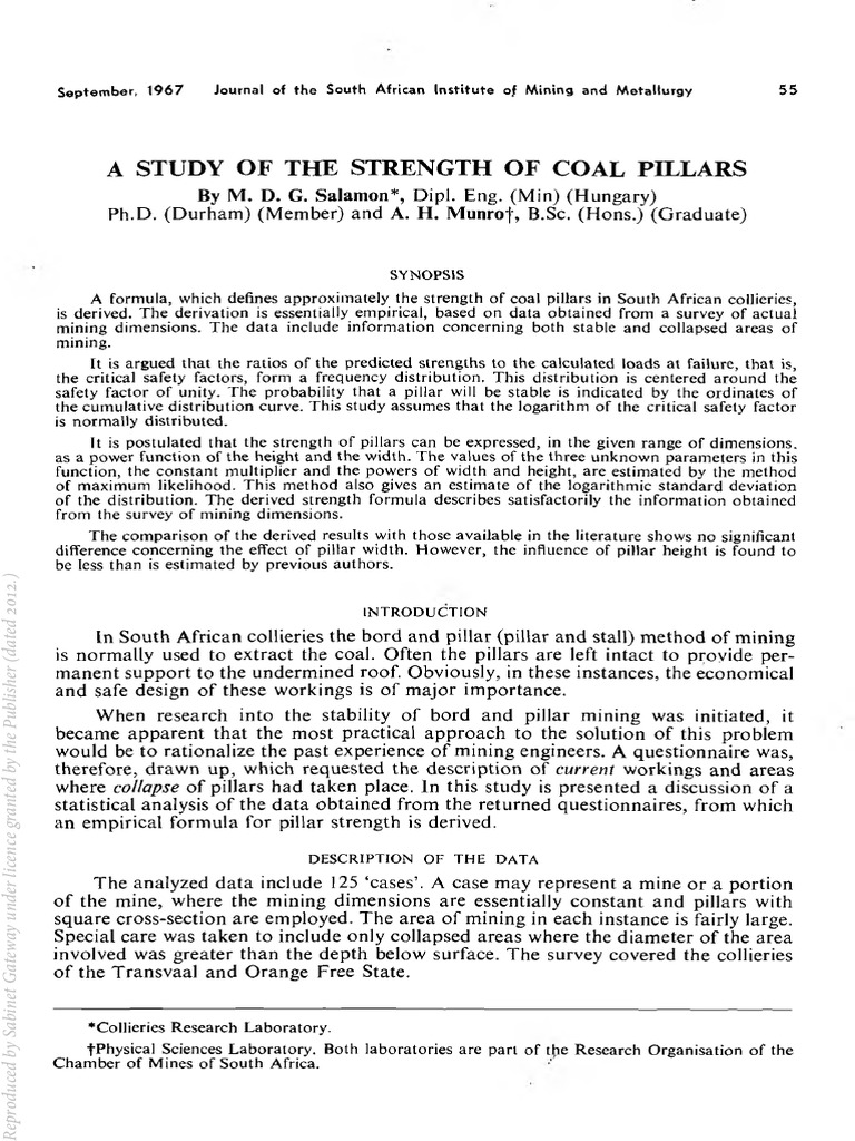 Strength Analysis of Coal Pillars | PDF | Mathematics