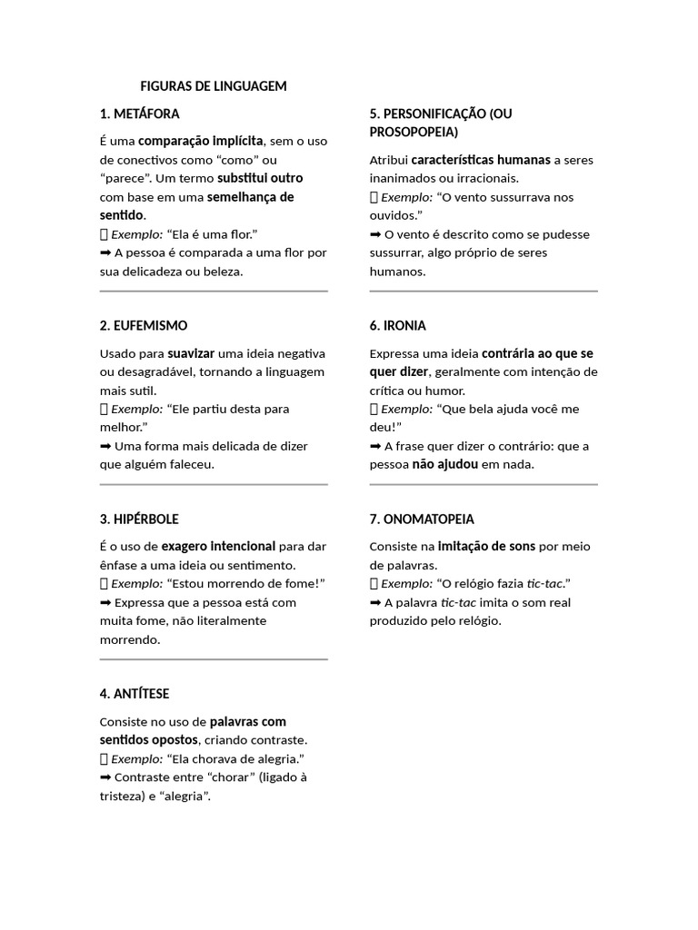 Figuras de Linguagem Explicadas | PDF