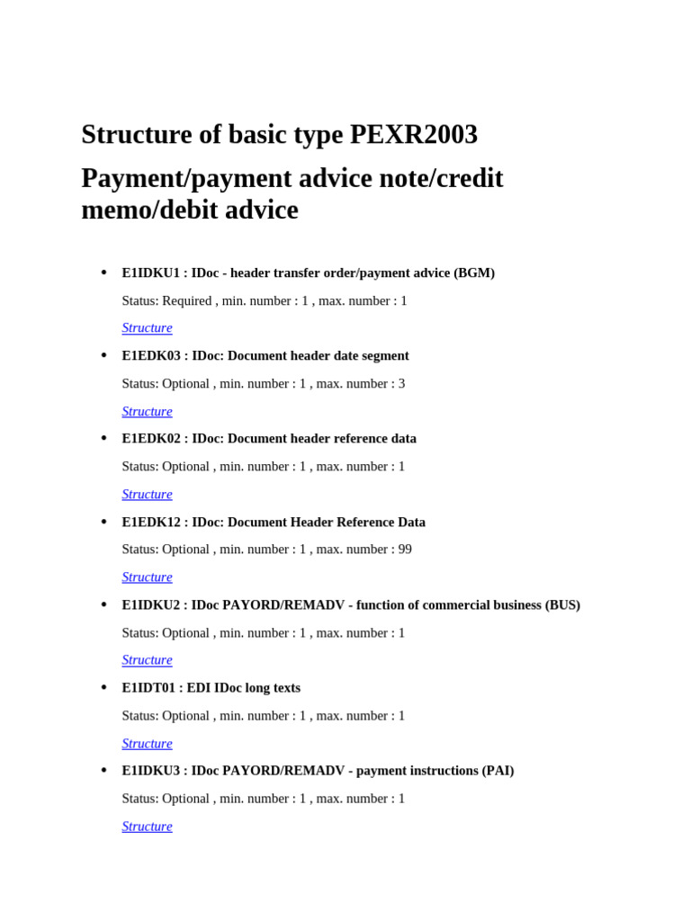IDoc Structure for Payment Advice | PDF | Information Technology ...