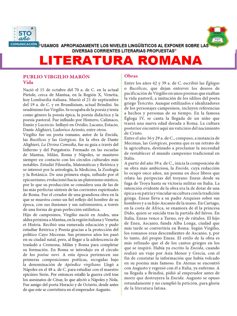 4 La-Literatura-en-Roma-para-Quinto-Grado-de-Secundaria | PDF ...