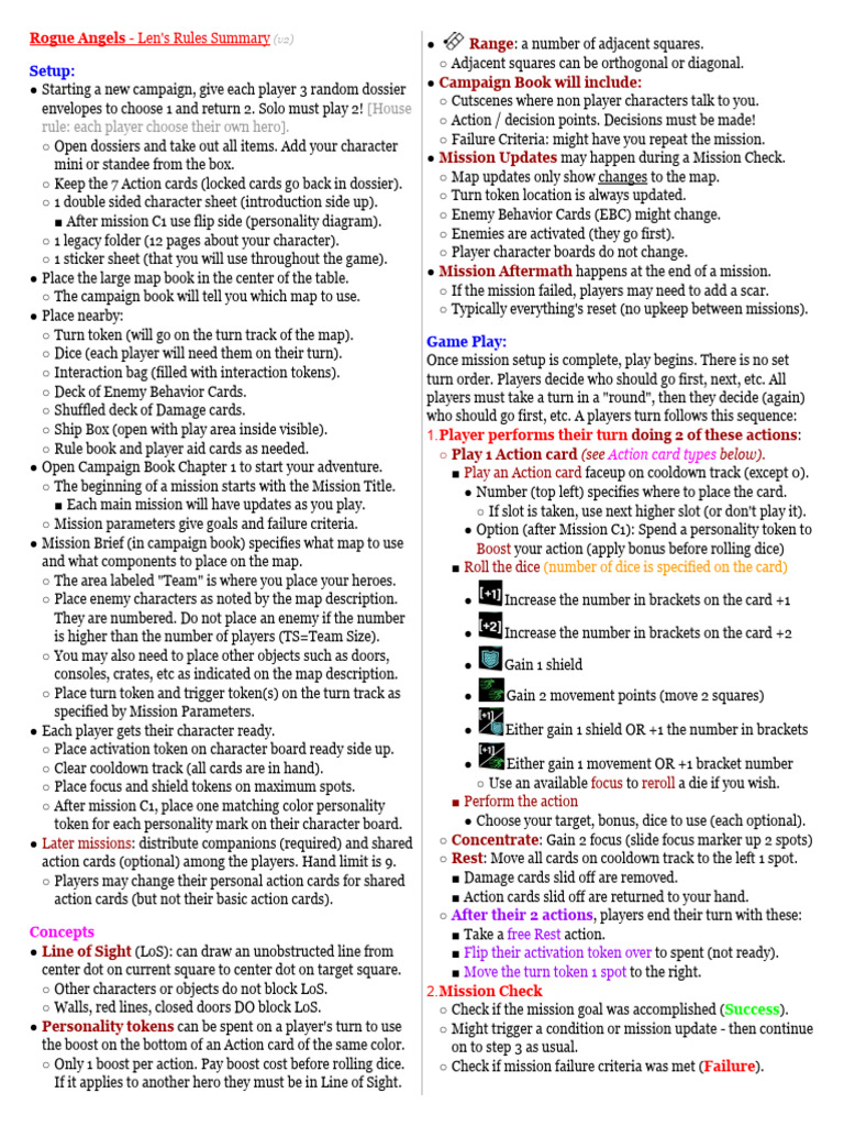 Rogue Angels Campaign Setup Guide | PDF | Color | Tabletop Games