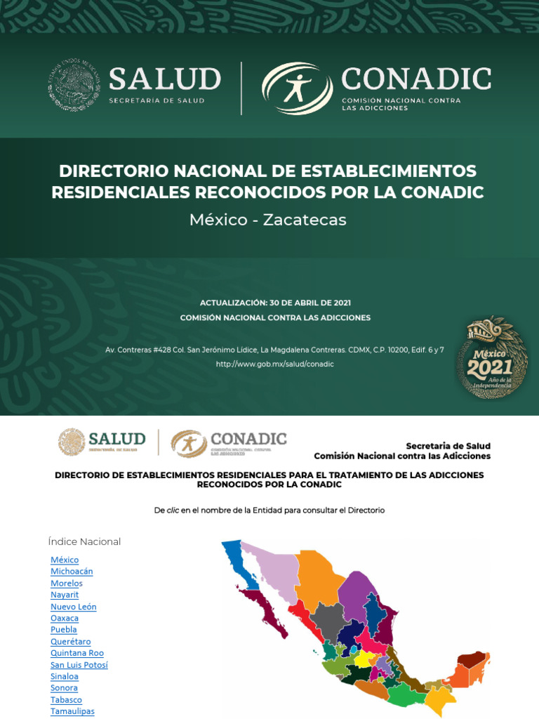 Directorio de Tratamiento de Adicciones CONADIC | PDF | México | Abuso ...