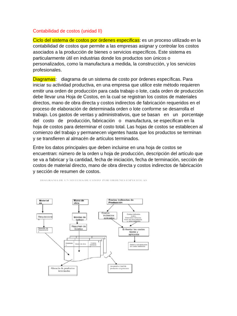 Contabilidad de Costos por Órdenes Específicas | PDF | Costo ...