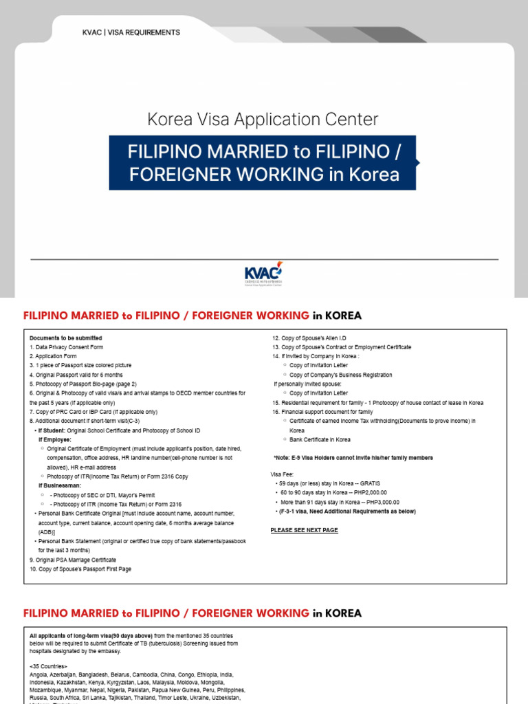 Visa Requirements for Filipino Couples in Korea | PDF | Travel Visa ...