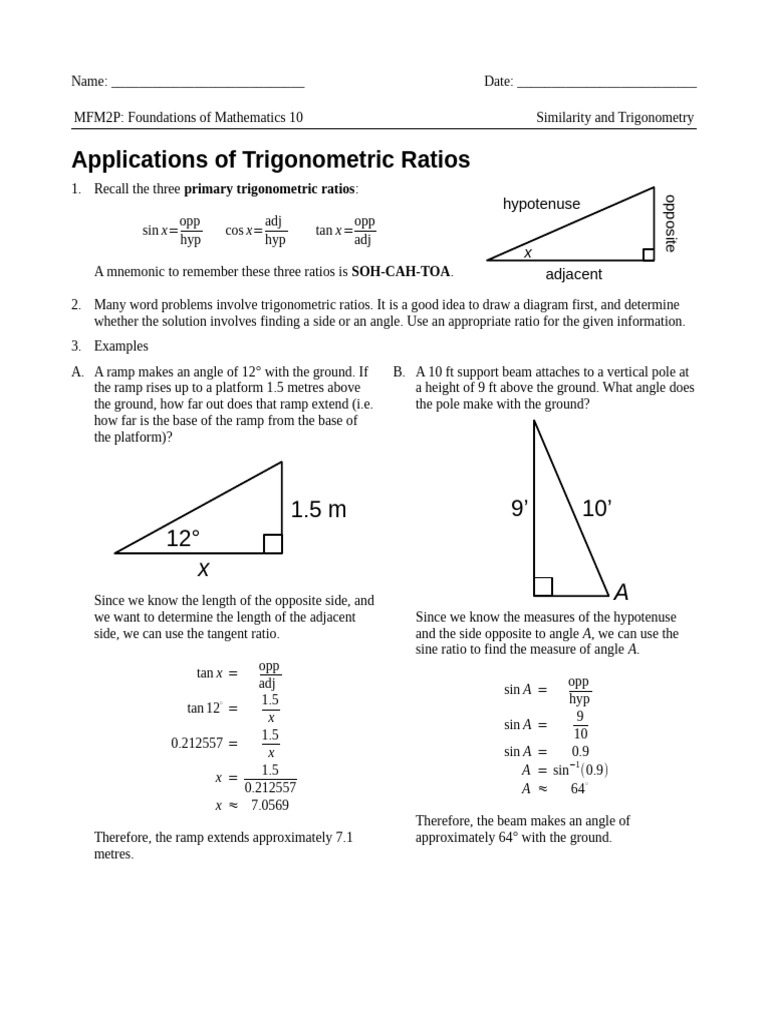Trigonometric Ratios in Real-World Problems | PDF | Trigonometry ...