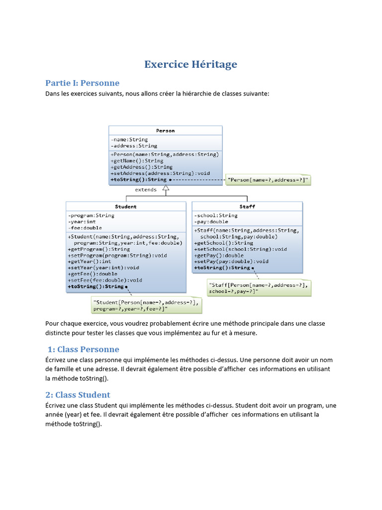 Exercice POO : Héritage en Java | PDF
