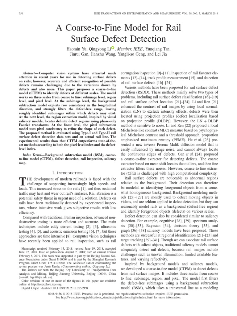 A Coarse-To-Fine Model For Rail Surface Defect Detection | PDF | Mean ...