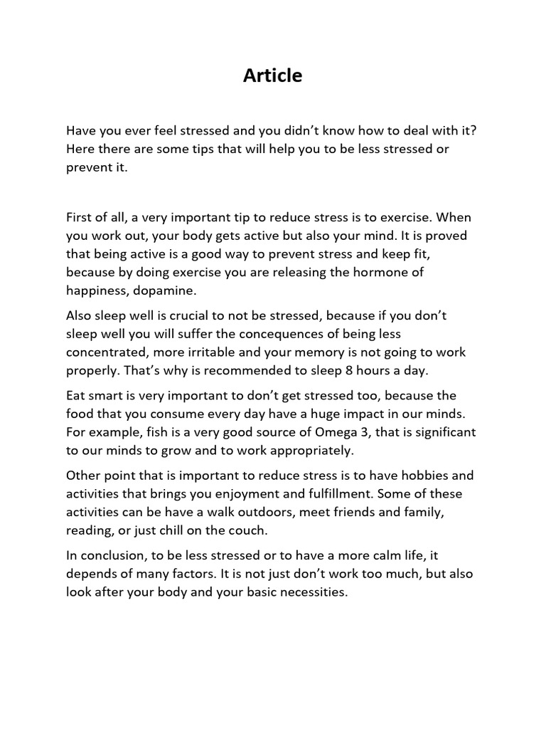 Effective Tips to Reduce Stress | PDF