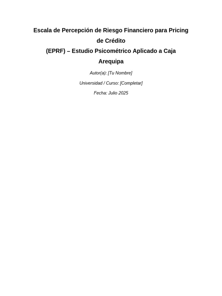 Escala de Percepción de Riesgo Financiero | PDF | Validez (Estadísticas ...
