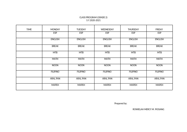 Class Program | PDF