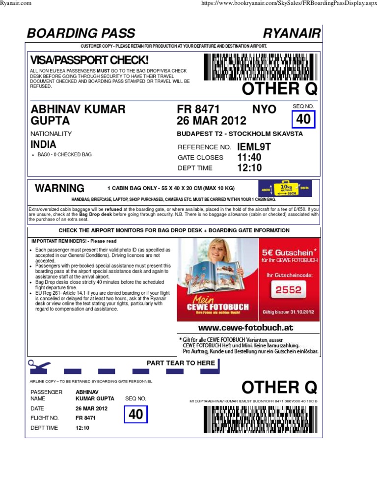 Ryanair Travel Visa Airport