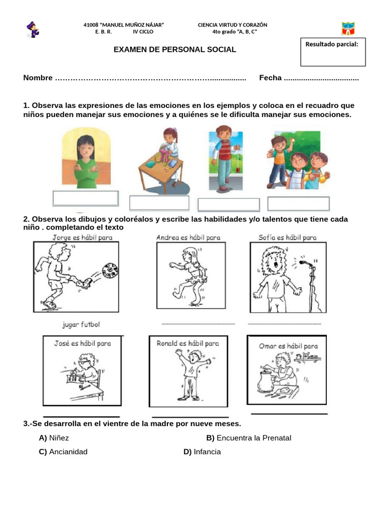 Examen de Personal Social | PDF | Ciencias del comportamiento | Sicología