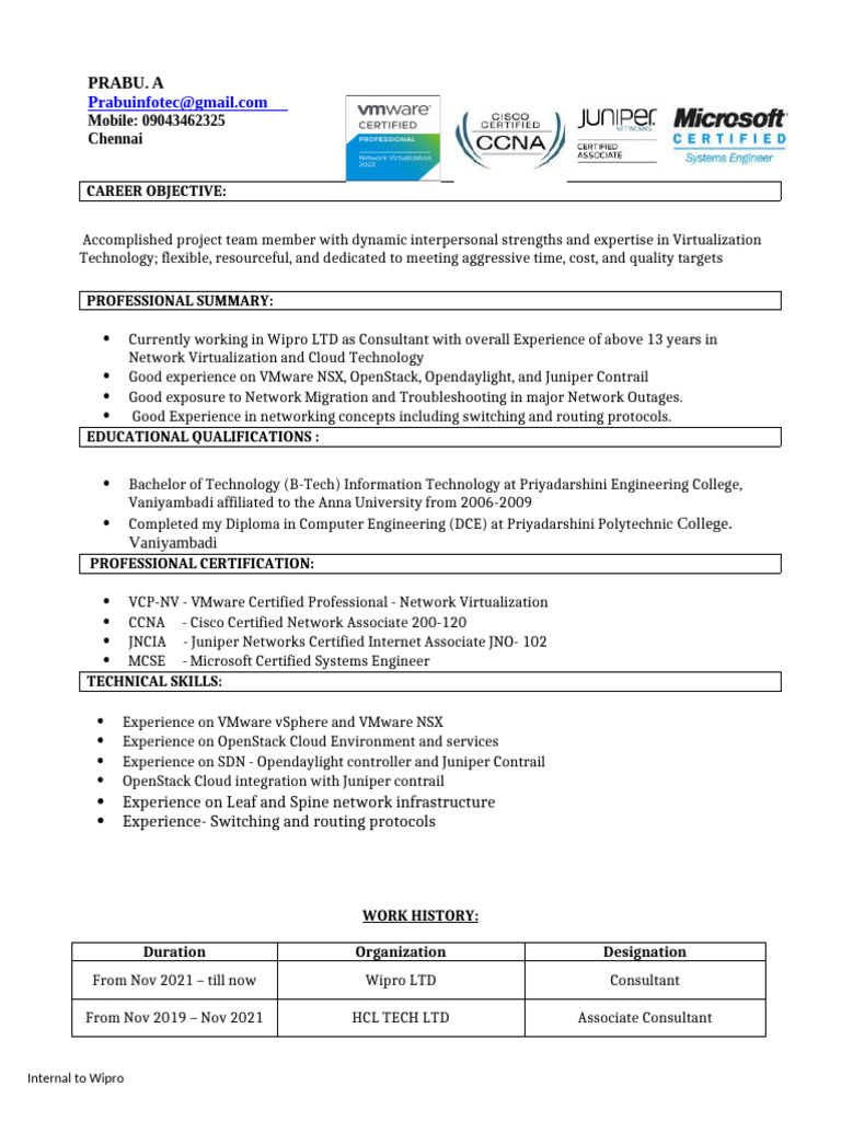 Network Virtualization Consultant Profile | PDF | Open Stack | Computer ...