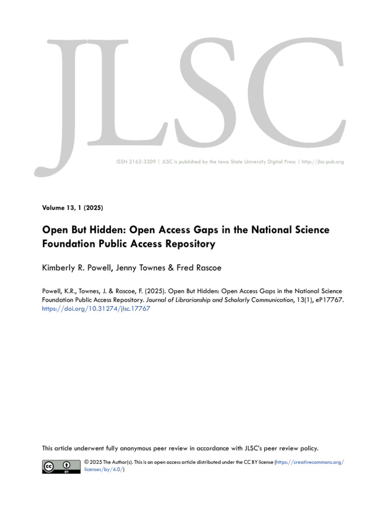 NSF Public Access Repository Gaps | PDF | Open Access | Science