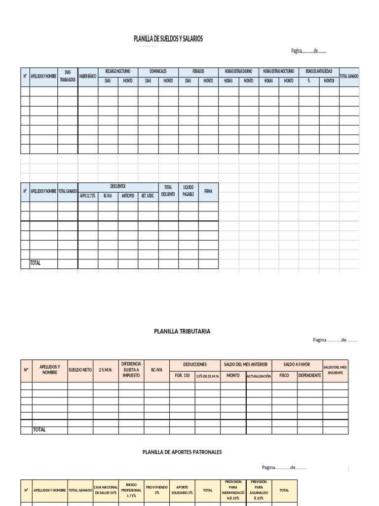 Planilla de Sueldos y Aportes | PDF