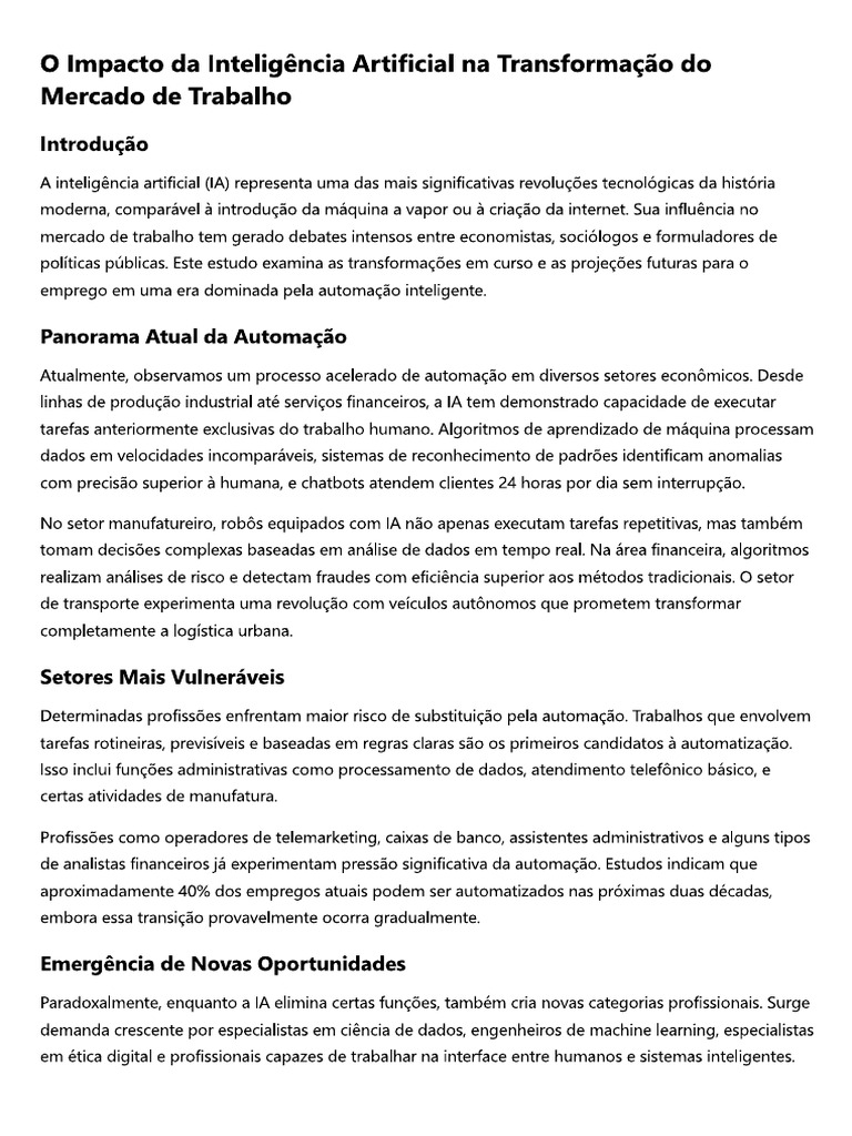 O Impacto Da Inteligência Artificial Na Transformação Do Mercado de ...