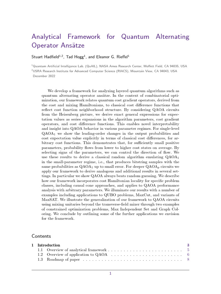 Quantum Framework for QAOA Analysis | PDF | Applied Mathematics ...