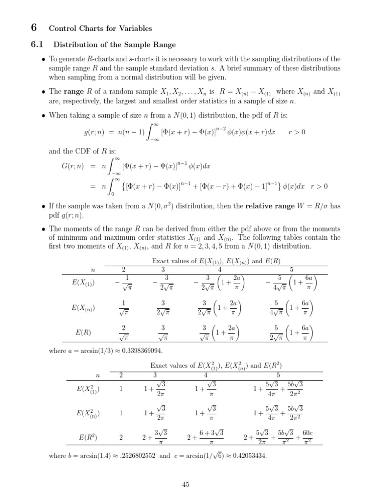 Control Charts for Variables Analysis | PDF | Mathematical Analysis ...