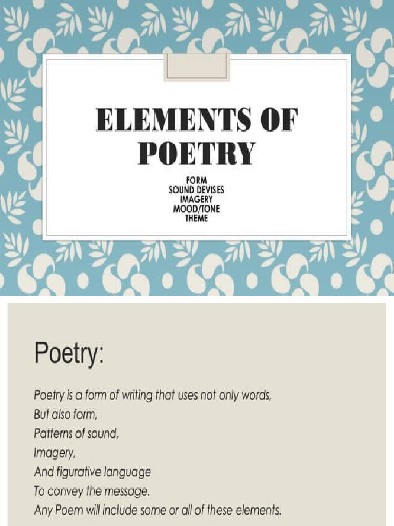 English 7-Week 2 Elements of Poetry | PDF