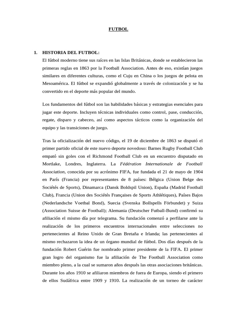 Historia y fundamentos del fútbol | PDF | Asociación de Futbol ...