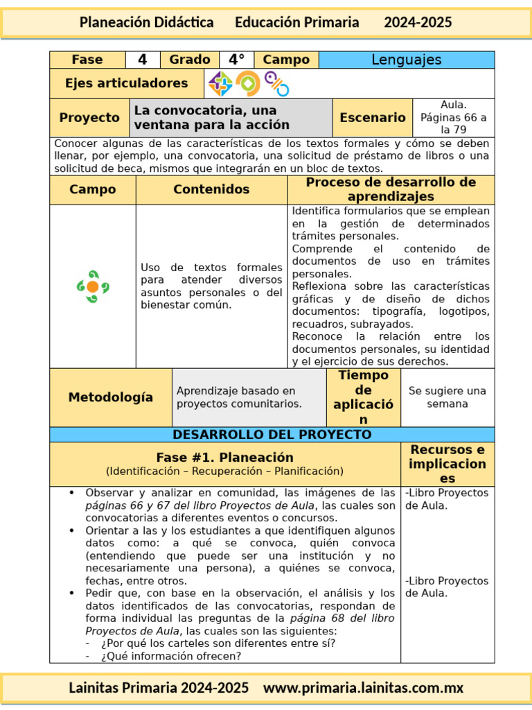 Planeación Didáctica 2024-2025 Primaria | PDF | Salón de clases ...