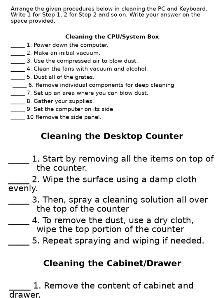 PC and Keyboard Cleaning Steps Guide | PDF