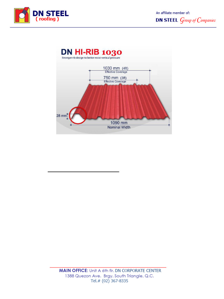 Hi Rib Roofing Specifications | PDF