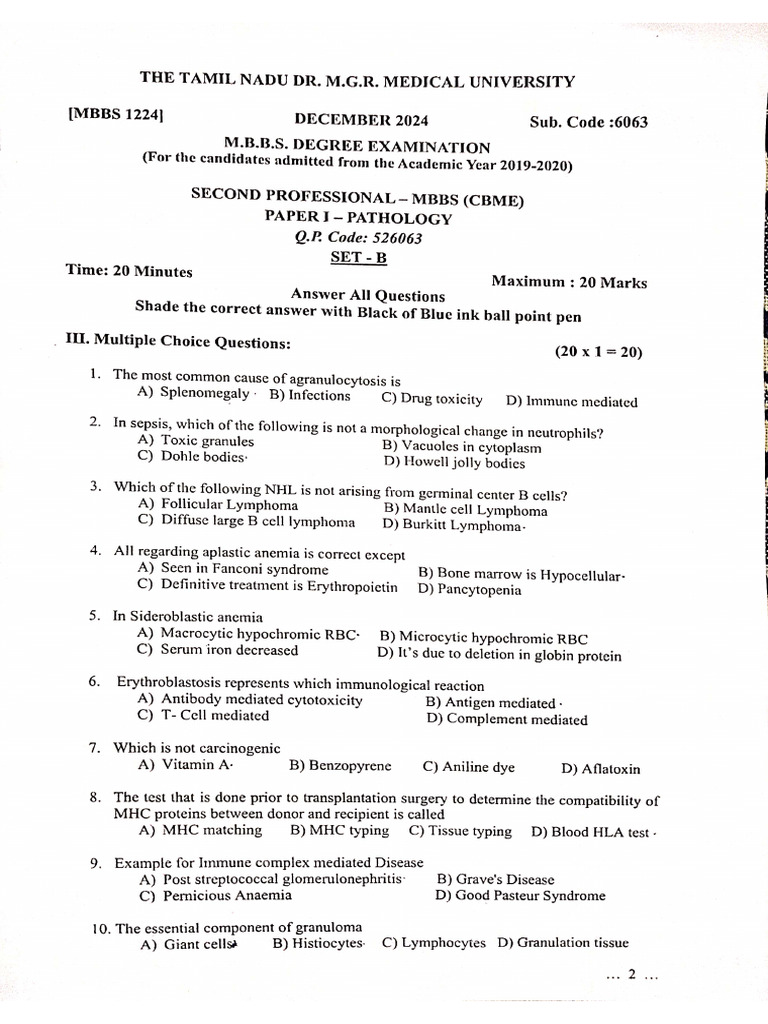 Patho UN Paper-1 | PDF